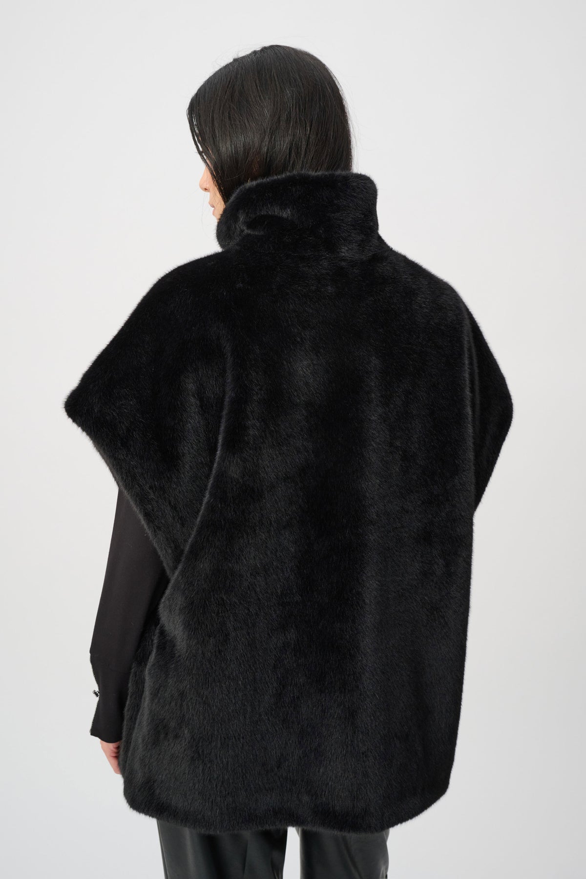Faux Fur Funnel-Neck Boxy Vest