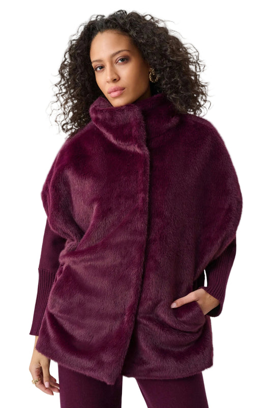 Faux Fur Funnel-Neck Boxy Vest