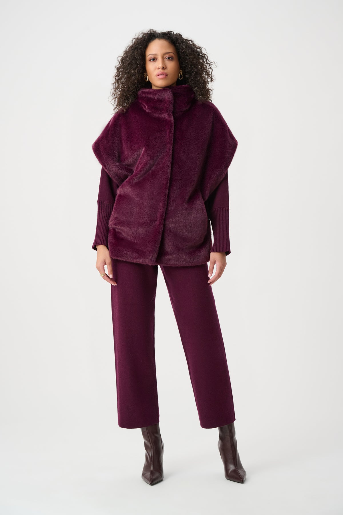 Faux Fur Funnel-Neck Boxy Vest