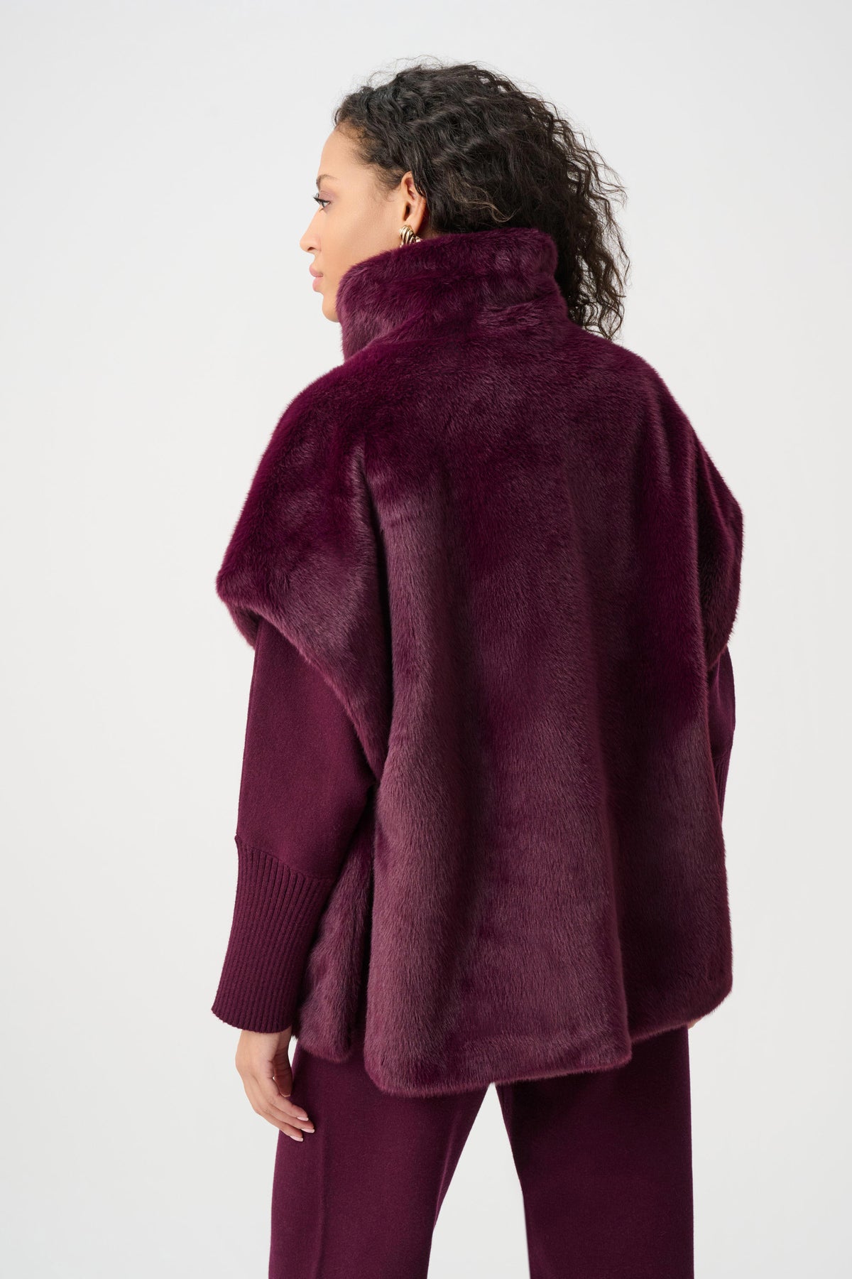 Faux Fur Funnel-Neck Boxy Vest