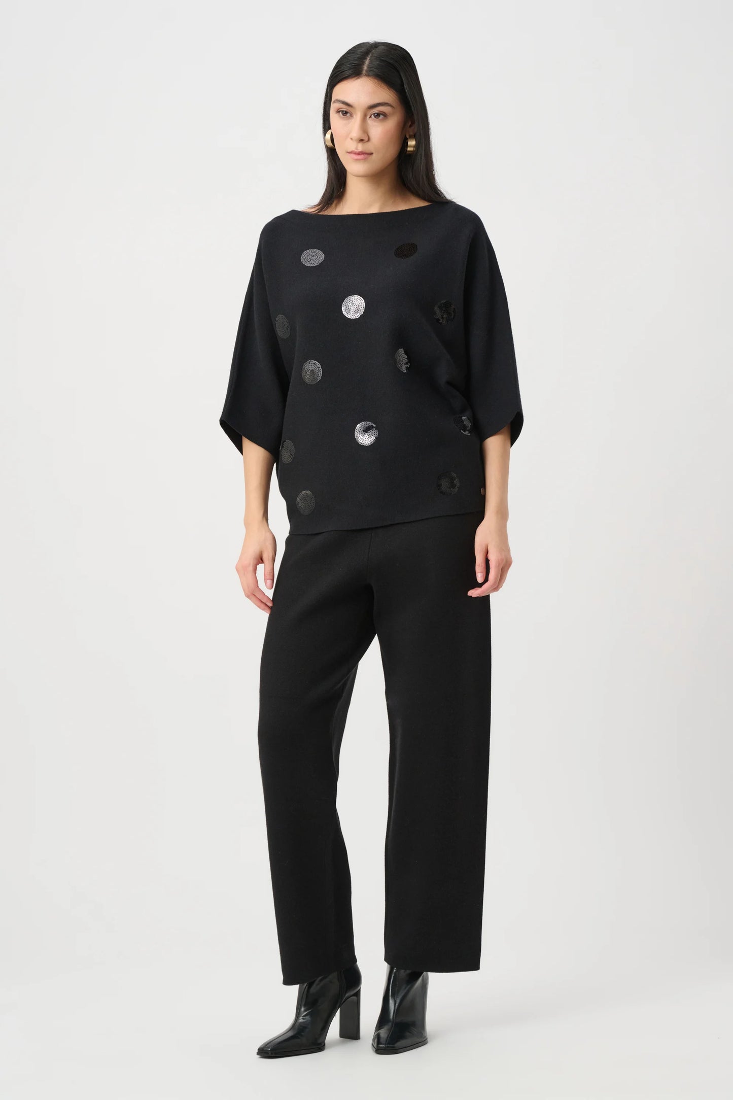 Brushed Viscose And Nylon Boxy Embroidered Sweater