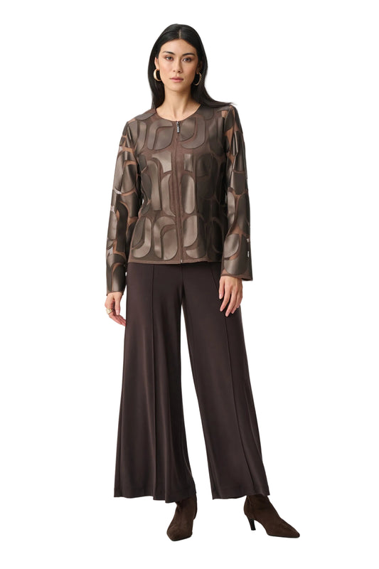 Leatherette And Mesh Embroidered Jacket