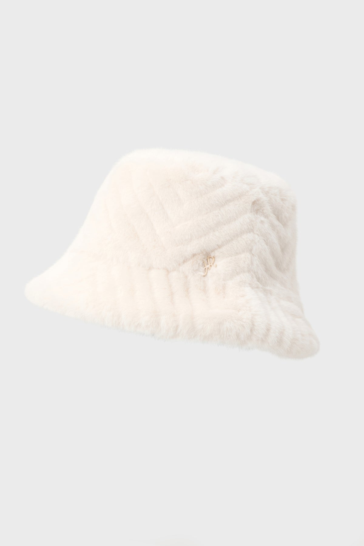 Textured Chevron Faux Fur Bucket Hat