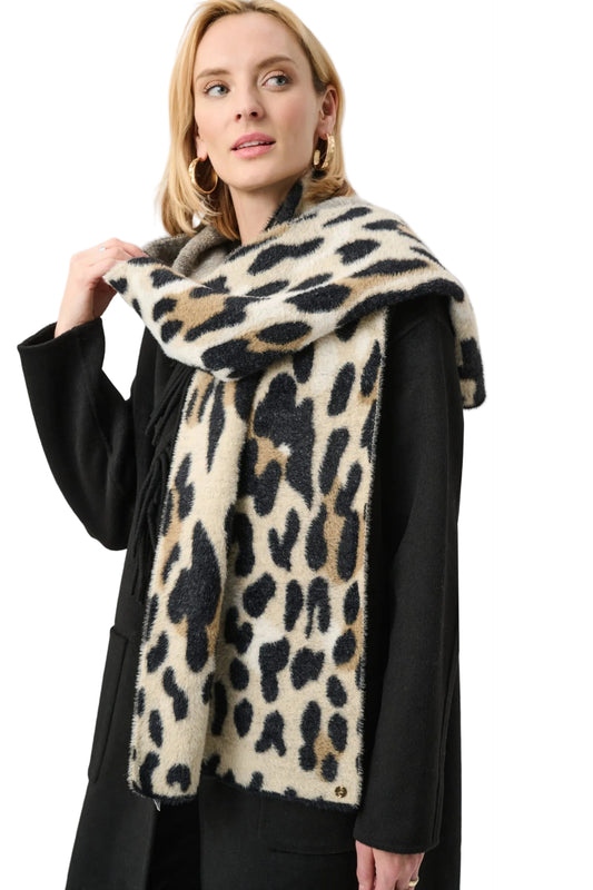 Feather Yarn Knit Animal Print Scarf