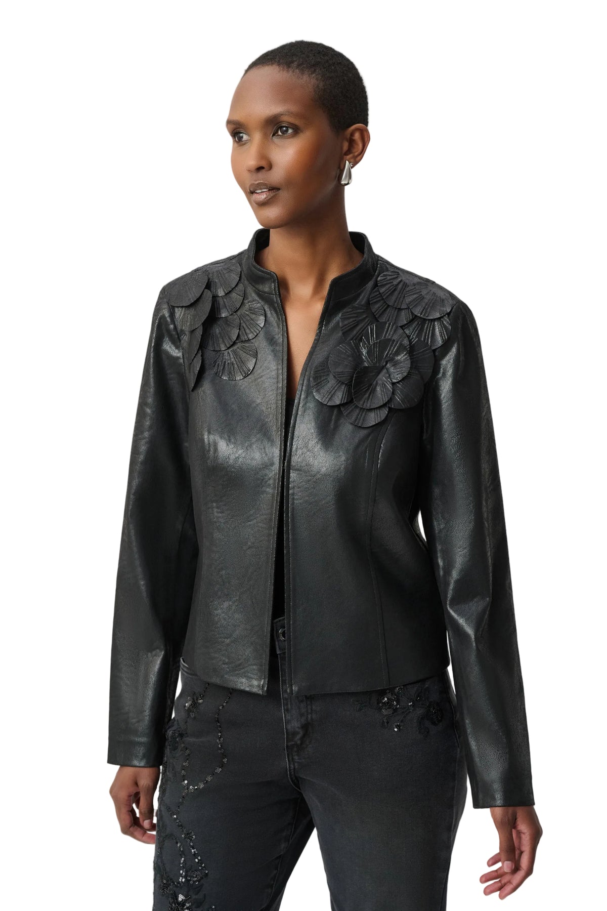 Embellished Foiled Suede Jacket