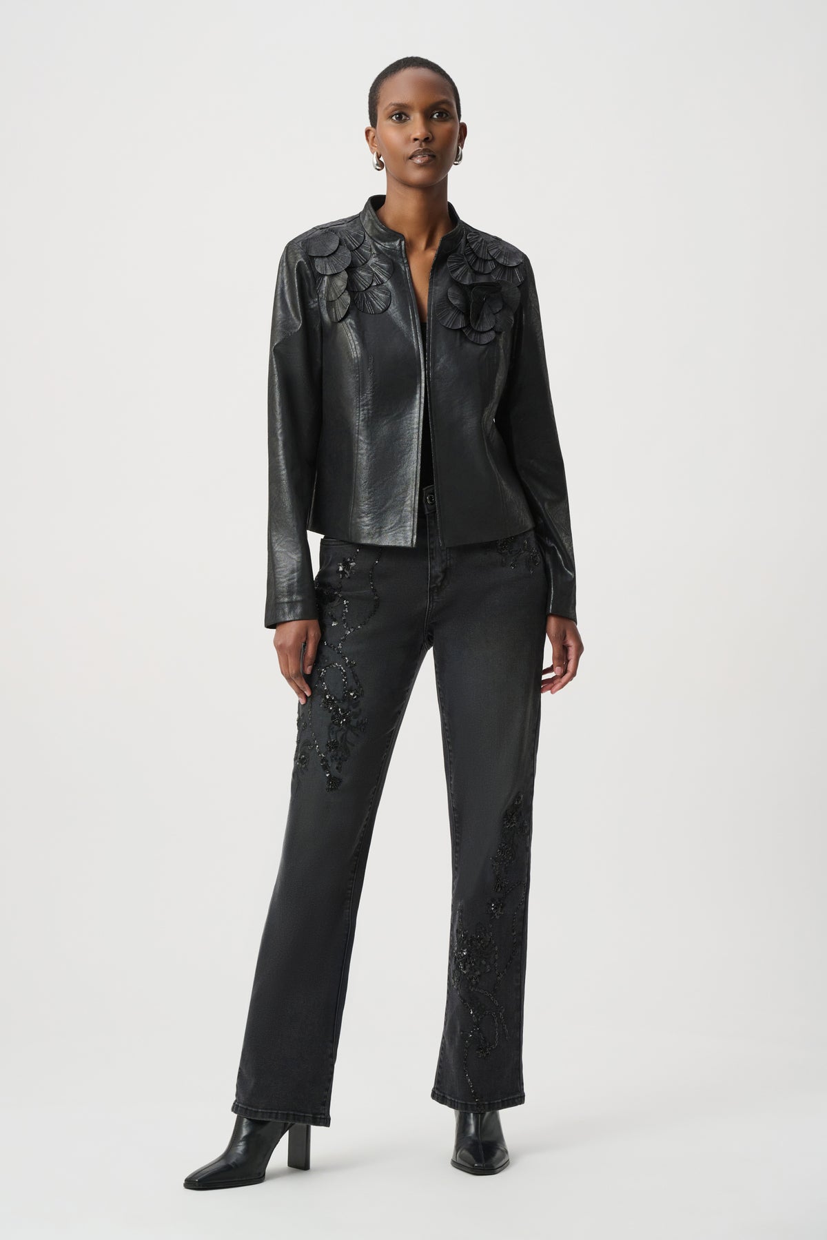 Embellished Foiled Suede Jacket