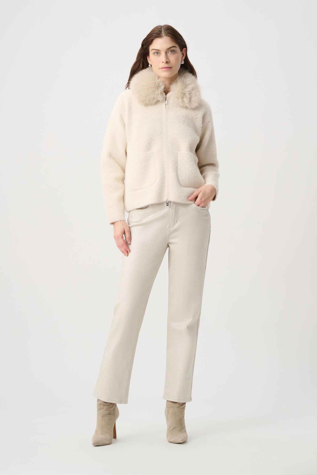 Detachable Faux Fur Collar Jacket