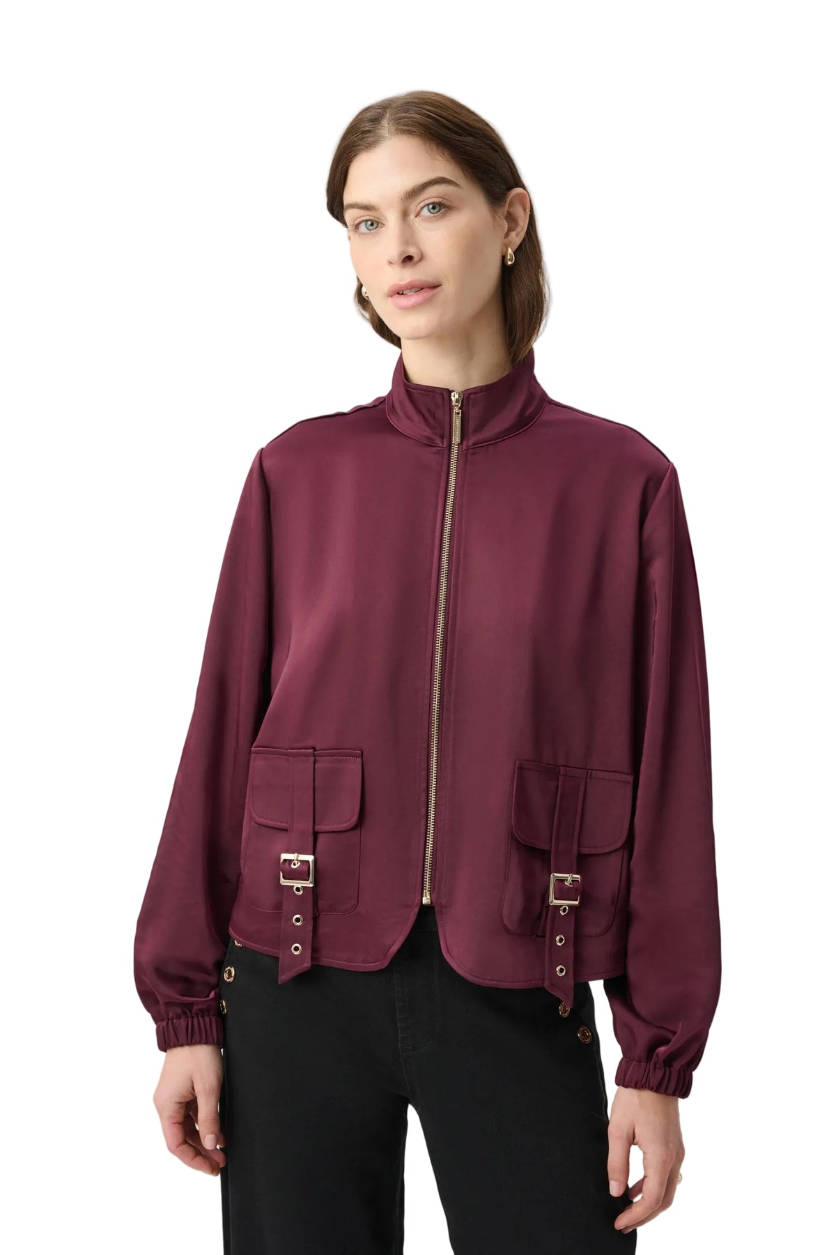 Satin Puff Sleeve Utility Jacket