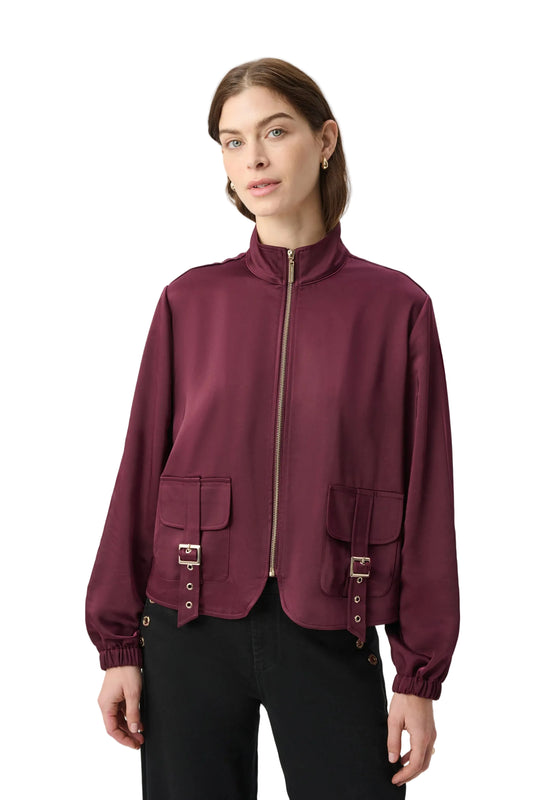 Satin Puff Sleeve Utility Jacket
