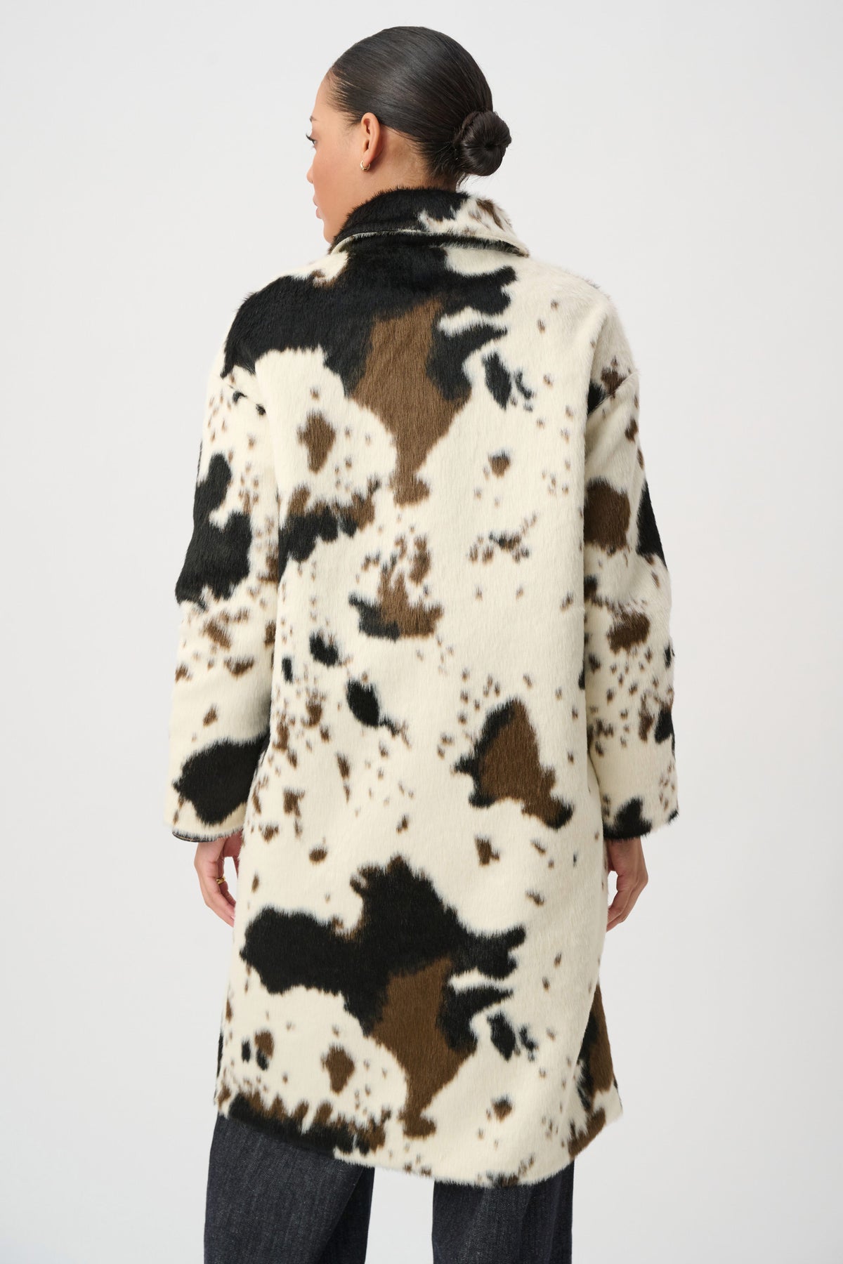 Faux Fur Cow Print Coat