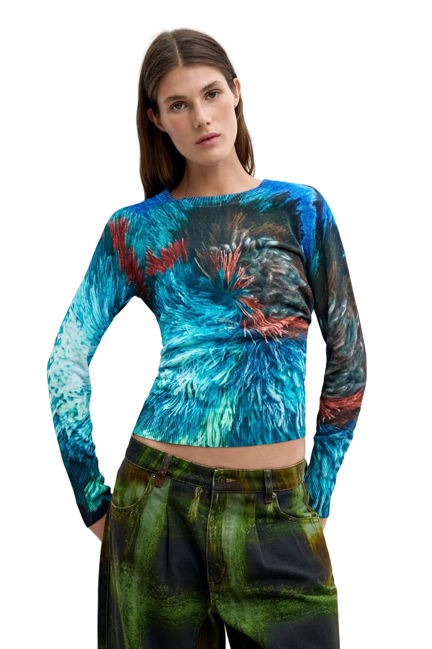 L/S Round Neck Sweater Abstract Print by Lacroix