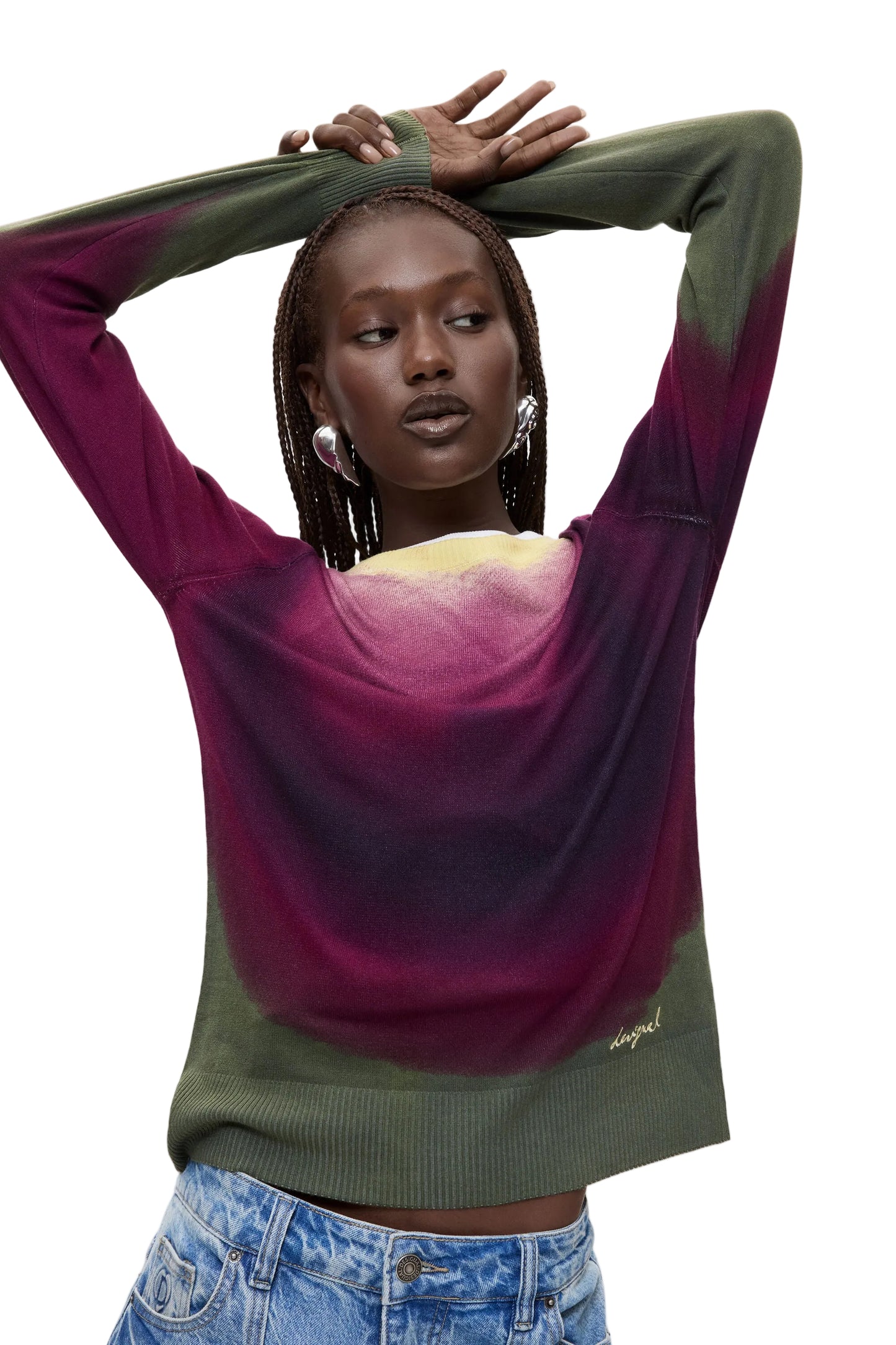 Dip-Dye Effect L/S Sweater
