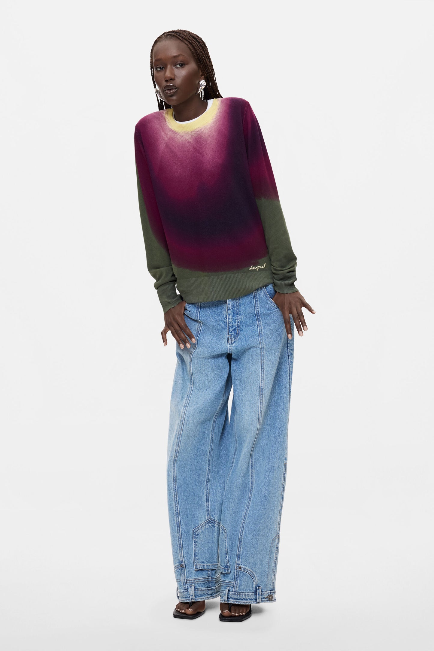 Dip-Dye Effect L/S Sweater