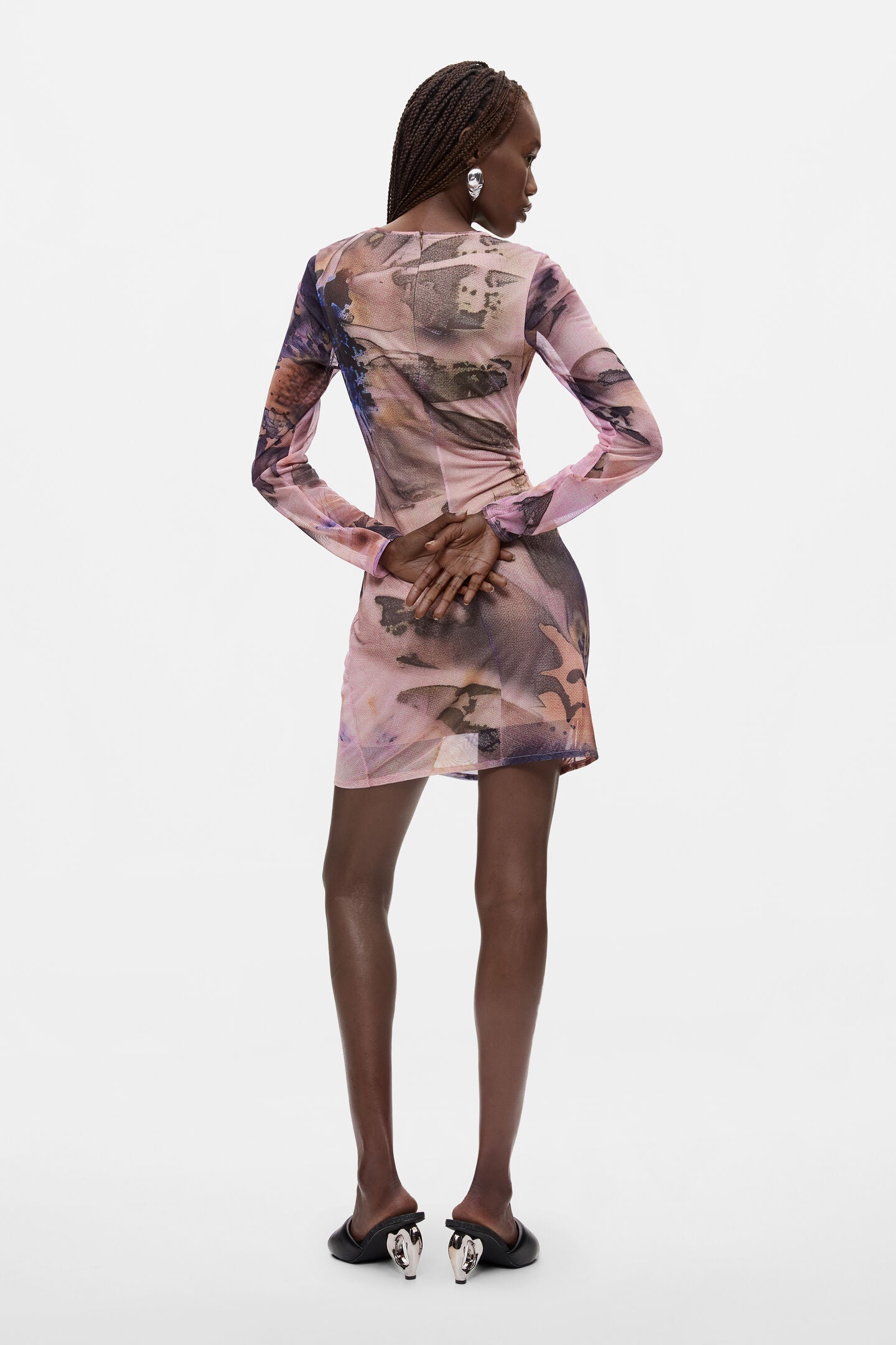 Printed Long Sleeve Midi Dress