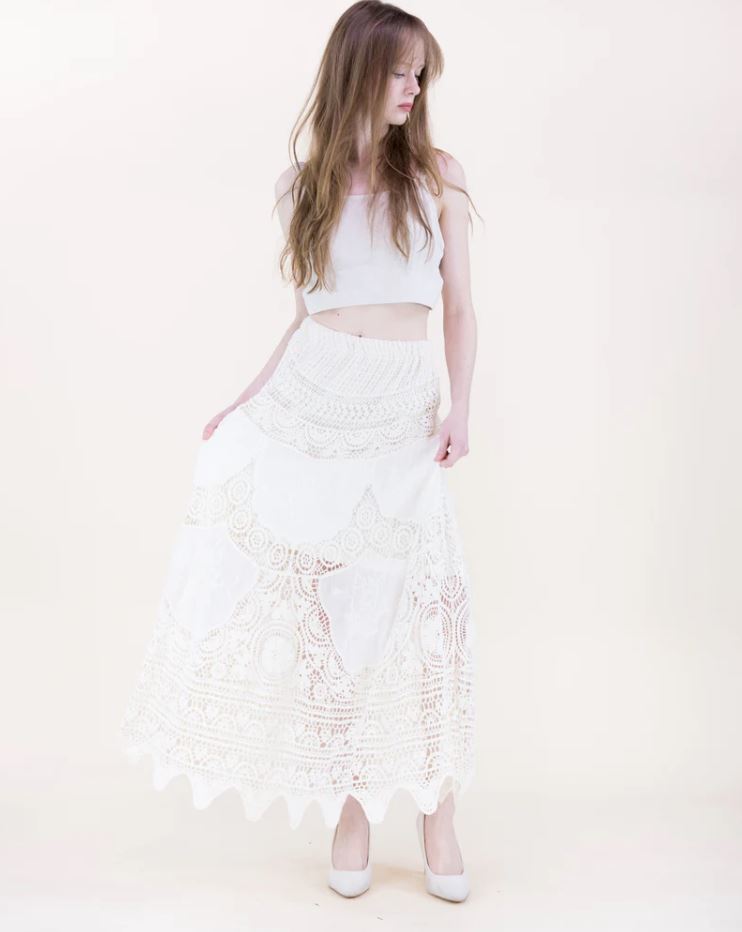 Capri Coast Crochet Lace Maxi Skirt
