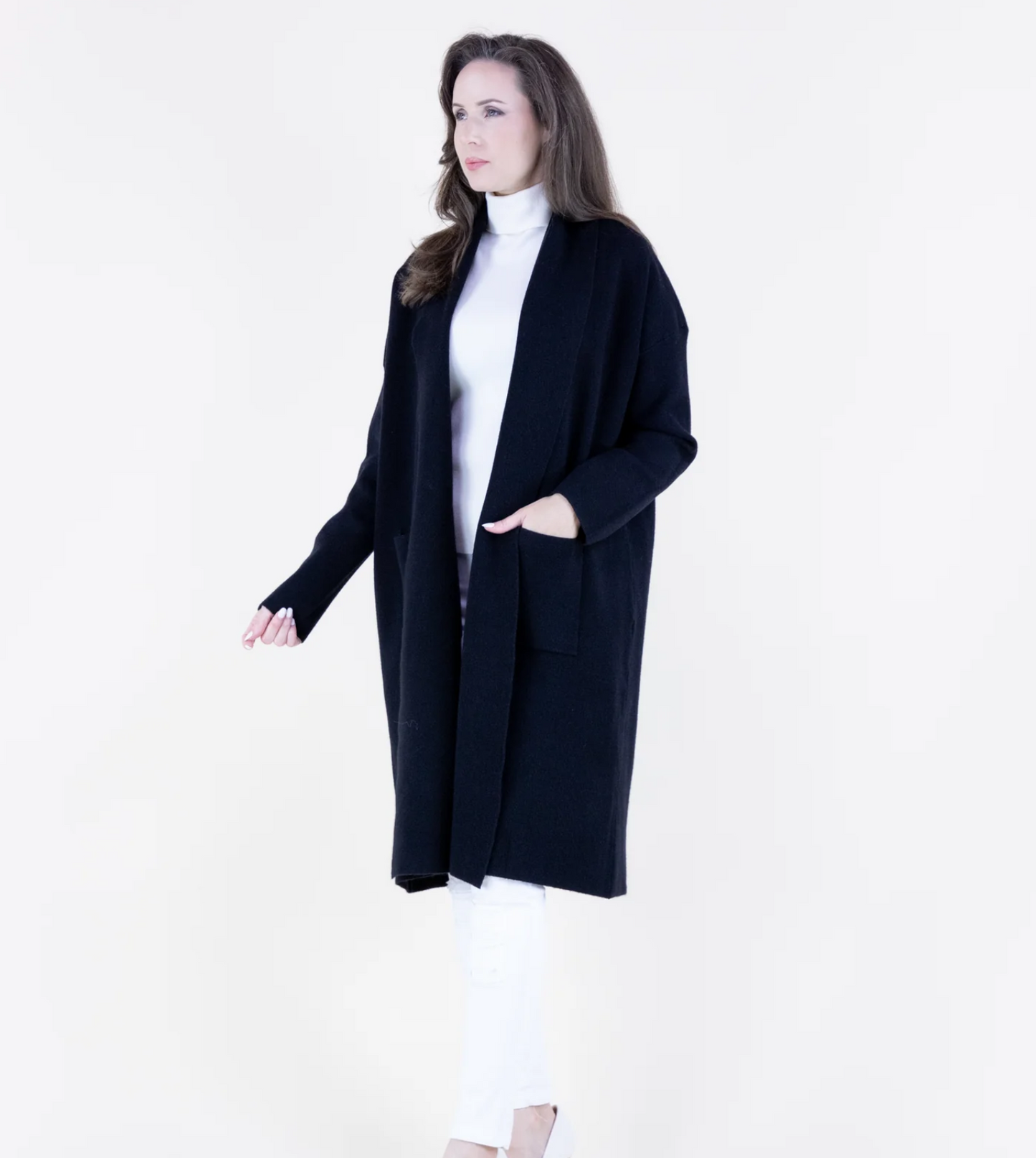 Shawl Collar Open Front Cardigan