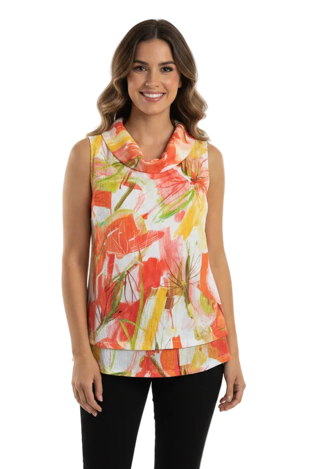 Crinkle Cowl Neck Sleeveless Top -Zoey