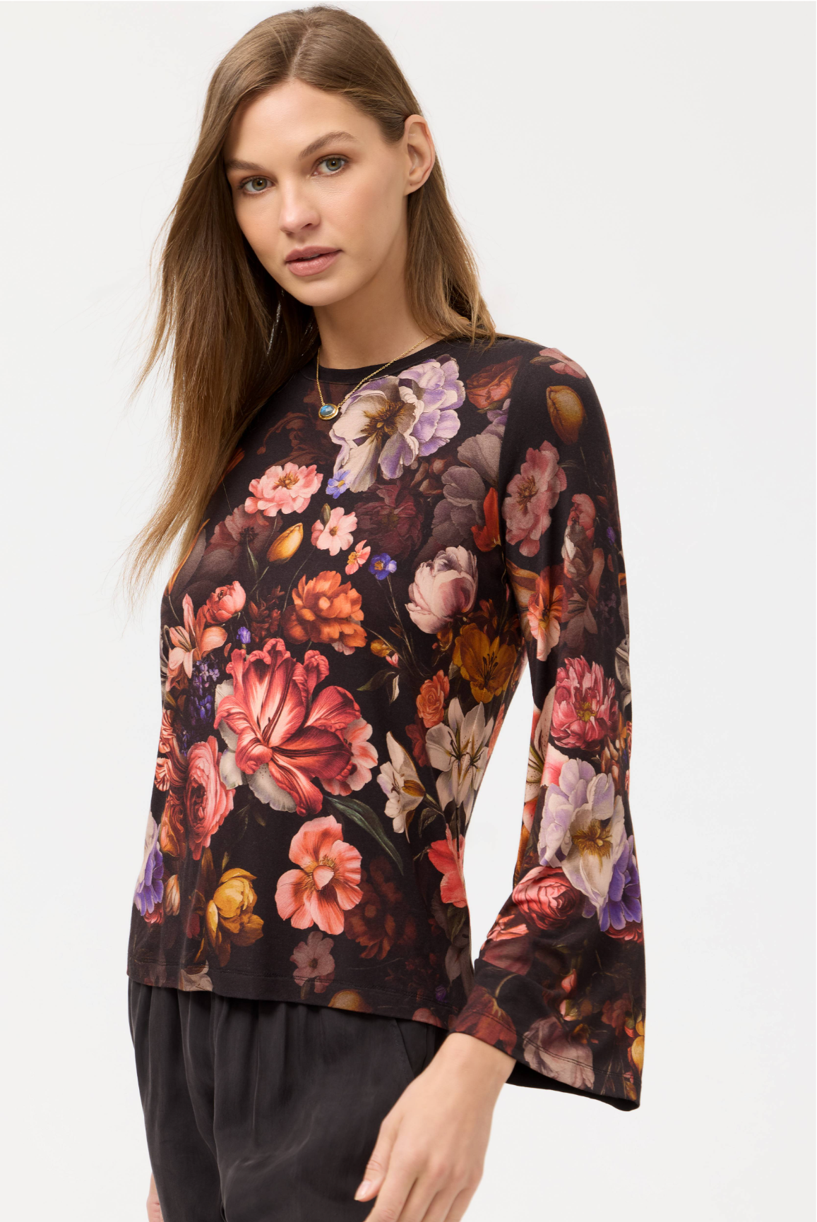 The Janie Favorite Flare Sleeve Crew Neck - Beckett