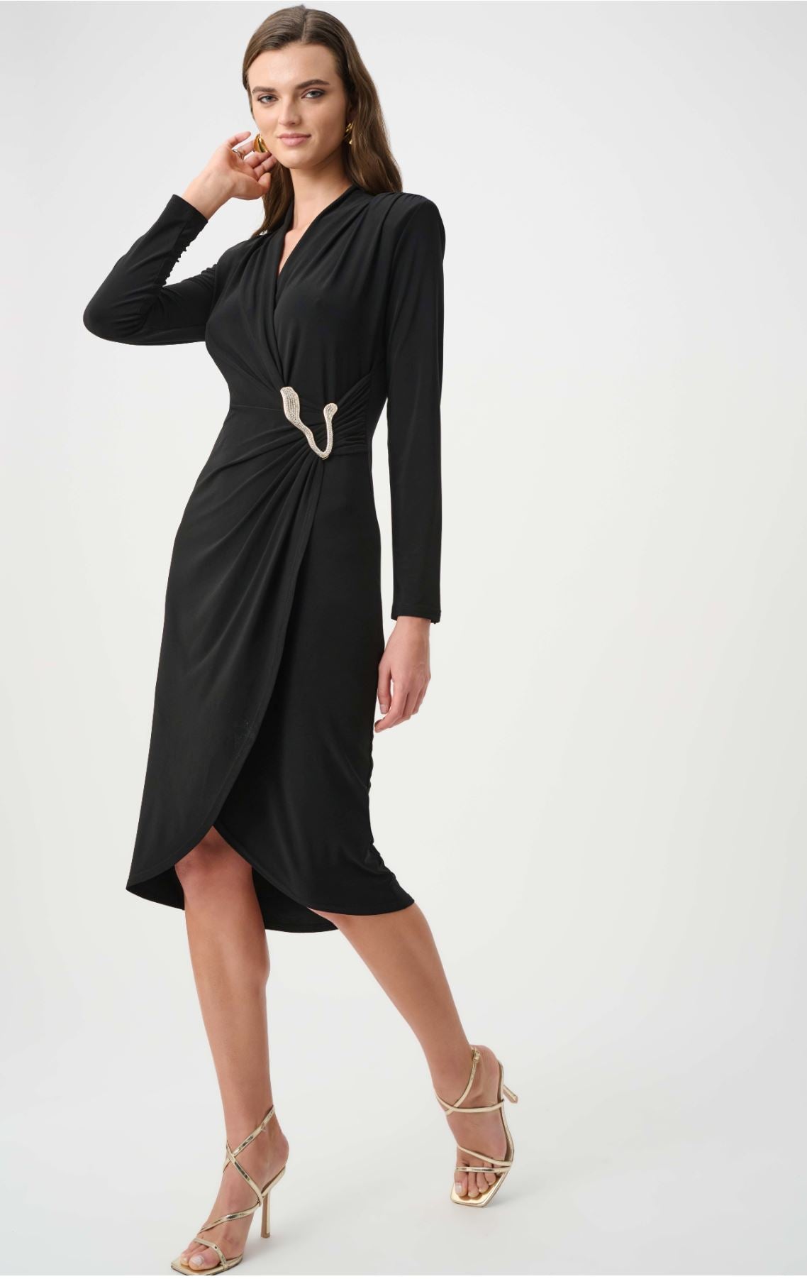 Silky Knit Sheath Wrap Dress