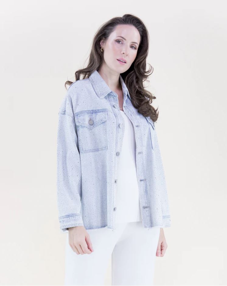 Rhinestone Embellished Denim Shirt
