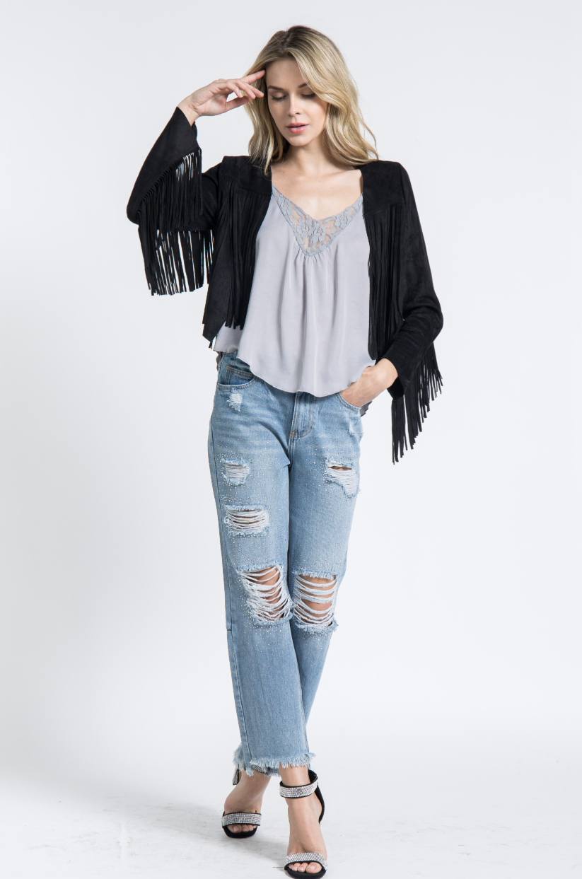 Western Cropped Fringe Jacket