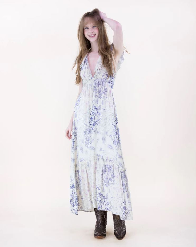 Vintage Romantic Ruffle Maxi Sundress
