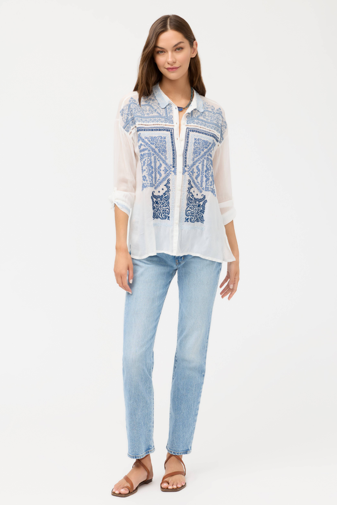 The Slim Audrey Collared Shirt - Bandana