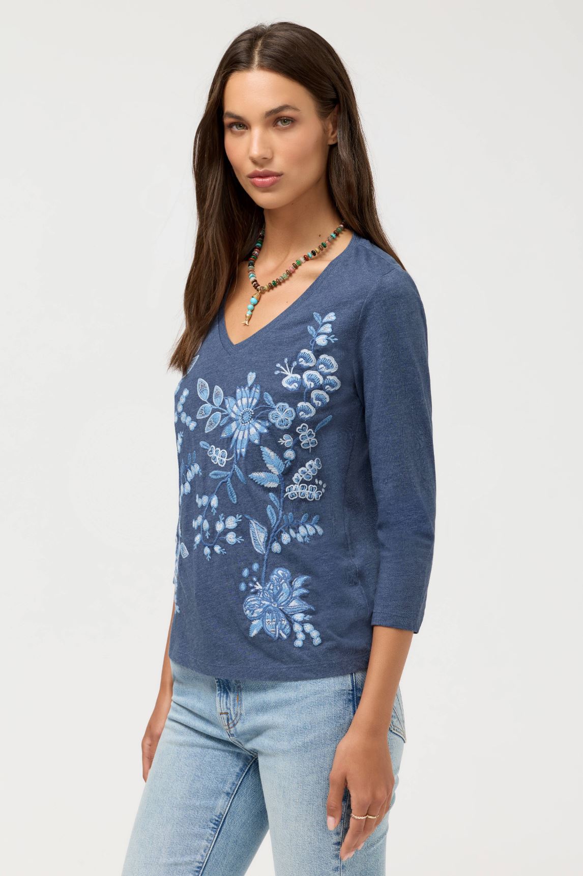 3/4 Sleeve V-Neck Tee - Sarai