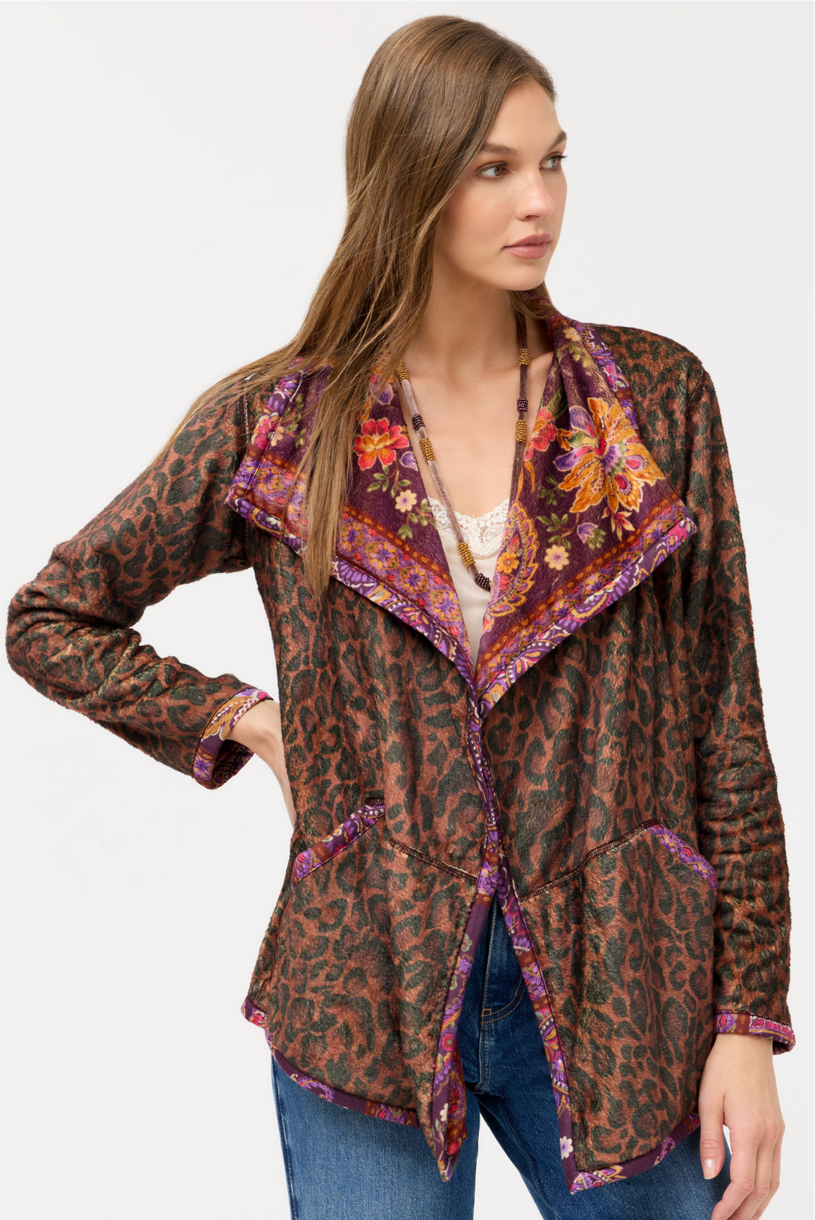 Joan Wrap Binded Sherpa Jacket (Reversible) - Domi