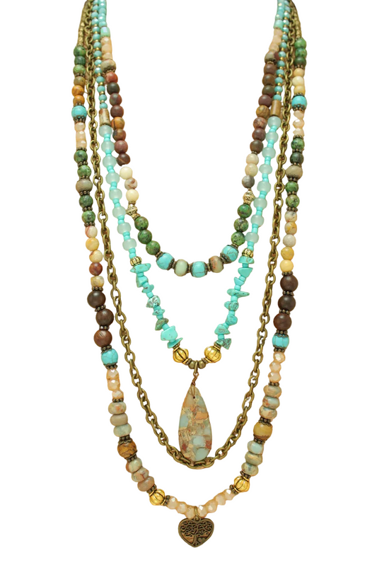 Multistrand Necklace with Charms - Tree of Life