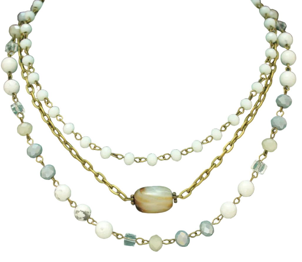 Short Beaded 3-Strand Necklace