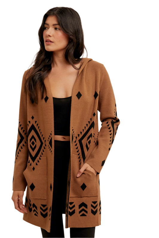 Aztec Hoodie Sweater Cardigan