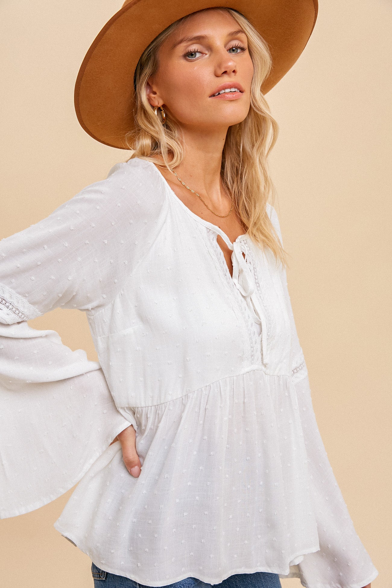 Swiss Dot Babydoll Blouse