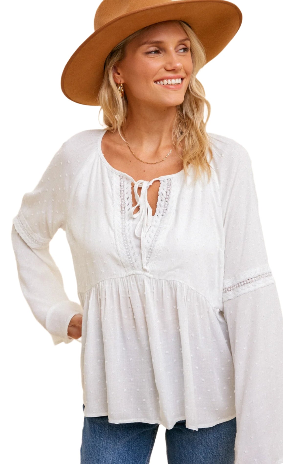 Swiss Dot Babydoll Blouse