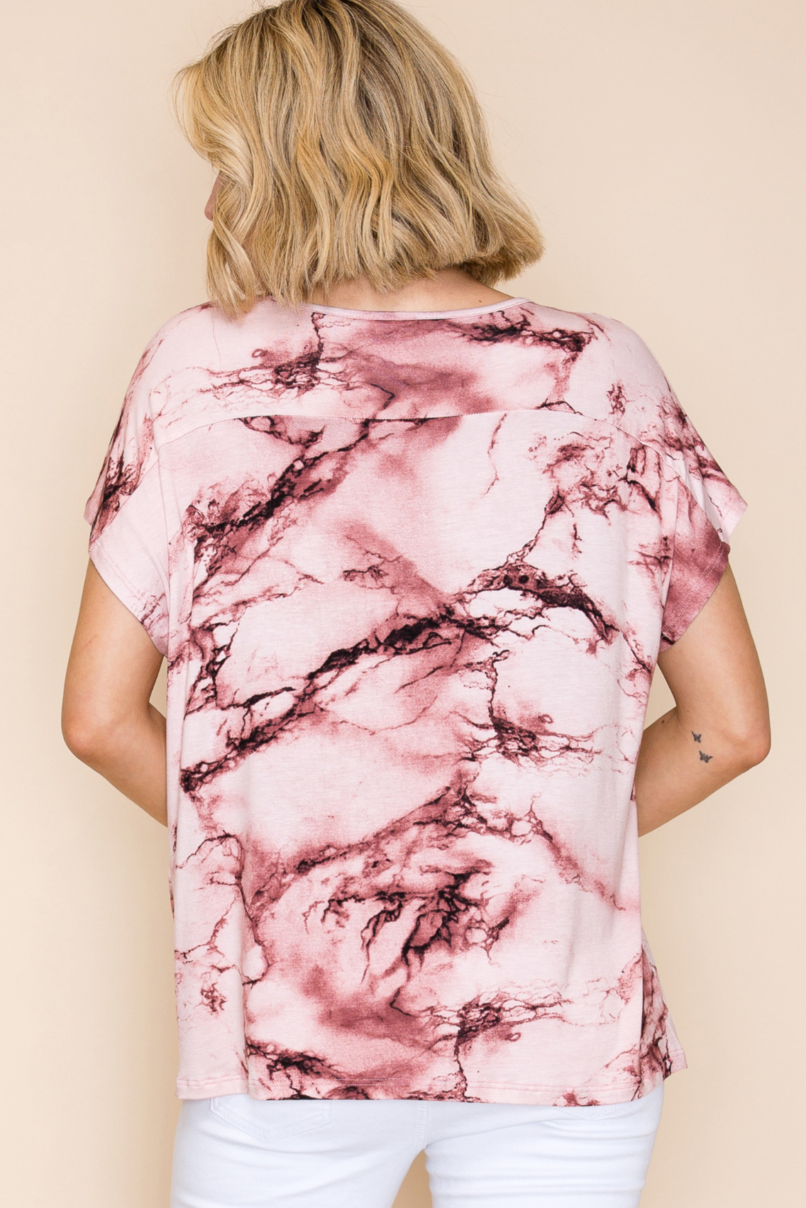 T-Shirt with Stones - Wings, Floral and Marble Print