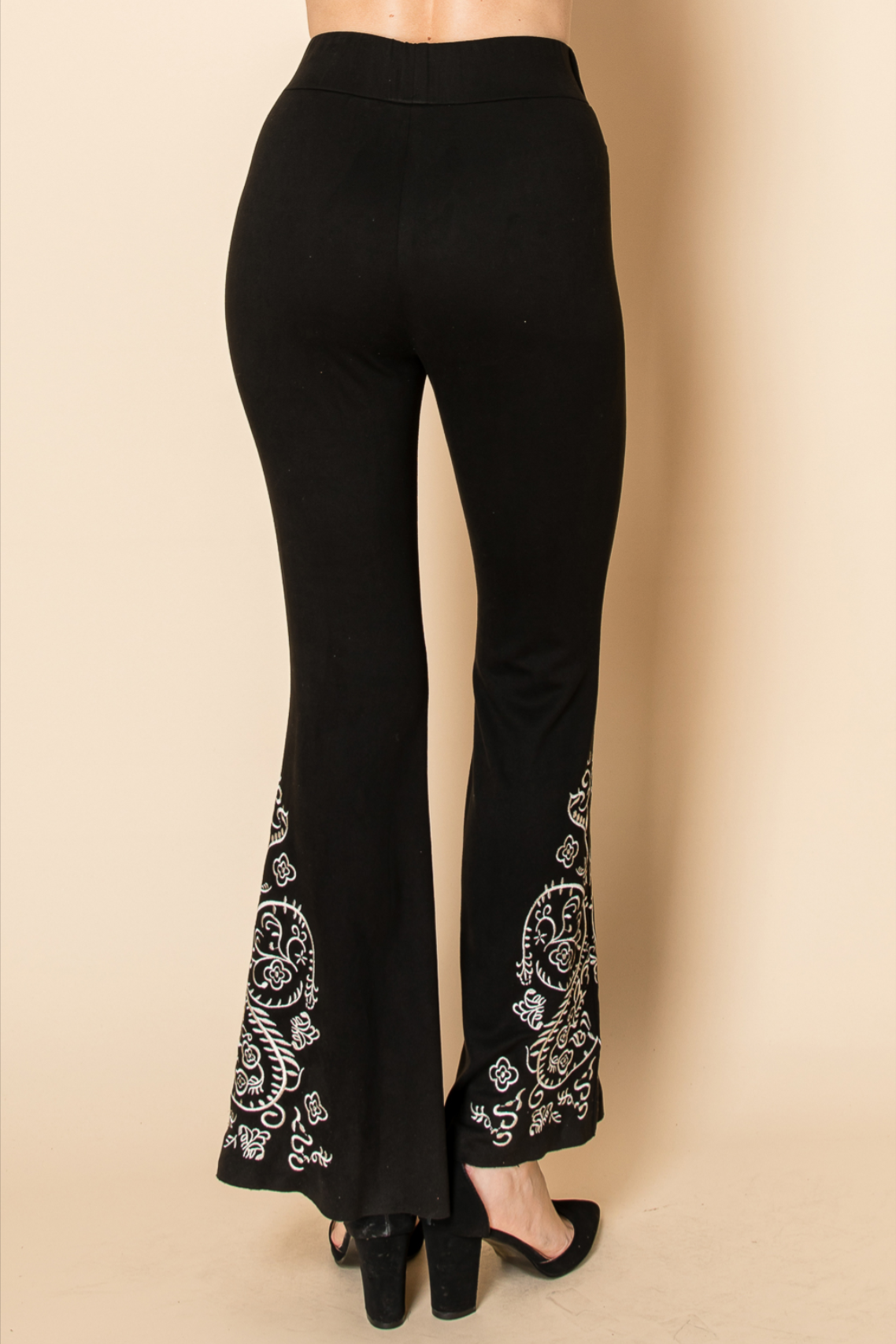 Bottom Side Embroidered Bell Bottom Pants