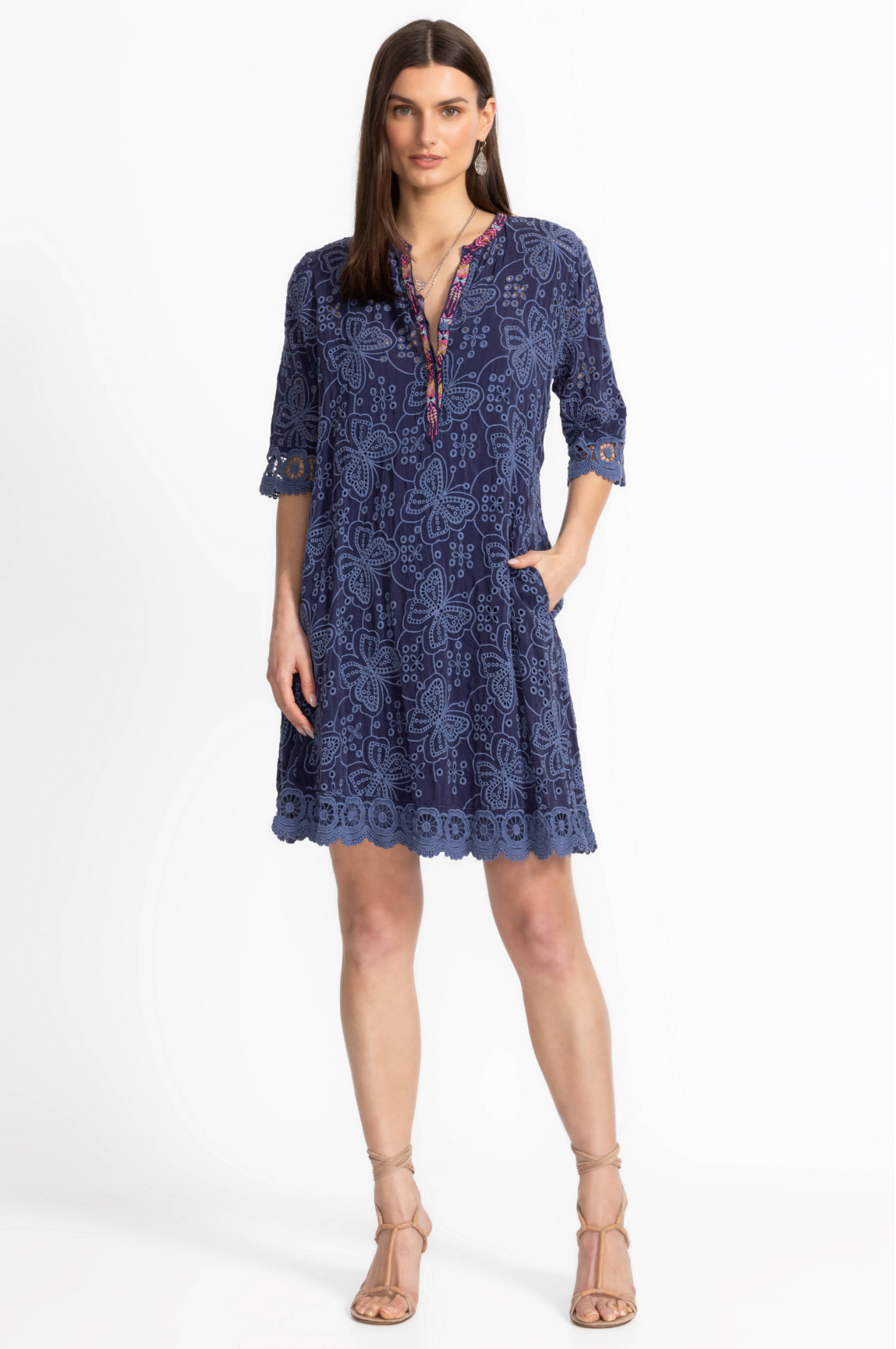 Malfi Mandarin Collar Dress (Slip) - Mariposa