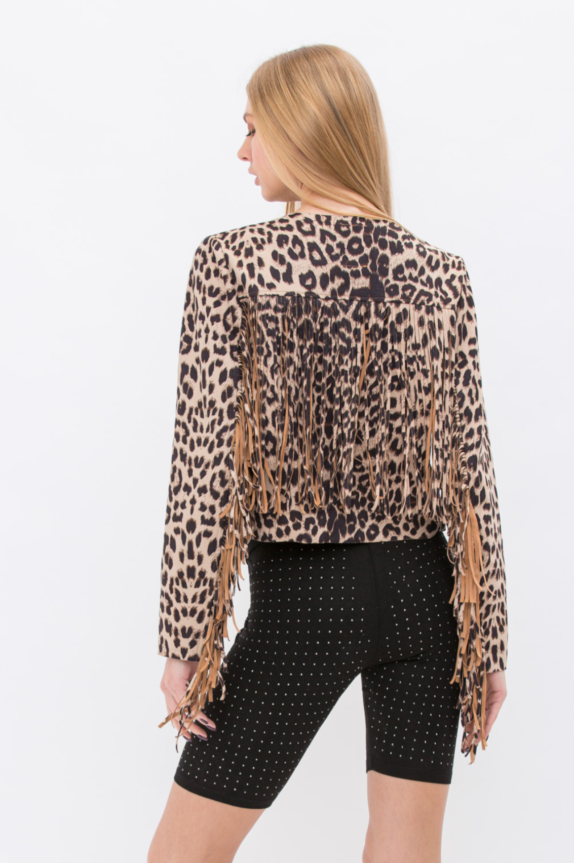Western Cropped Jacket Leopard Print