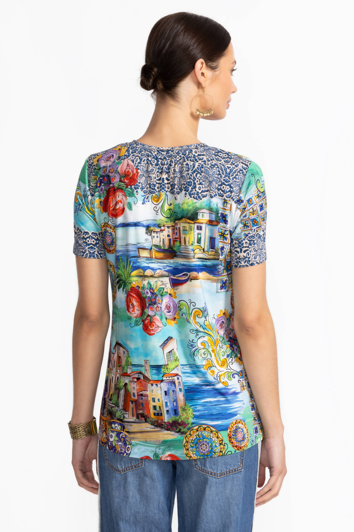 The Janie Favorite S/S V-Neck Swing Tee