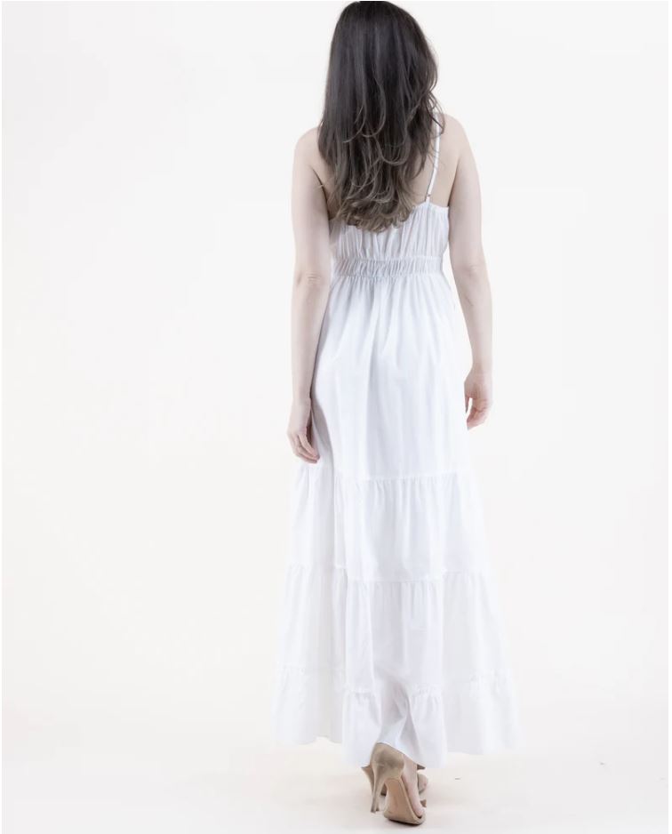 Cotton & Lace Thin Strap Maxi Dress