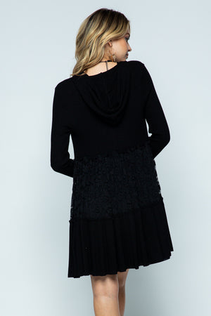 L/S Thermal Zip Up Hoodie with Lace