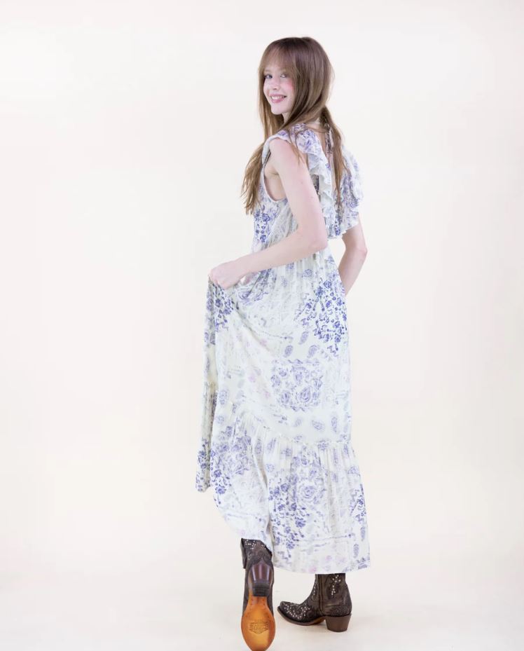 Vintage Romantic Ruffle Maxi Sundress