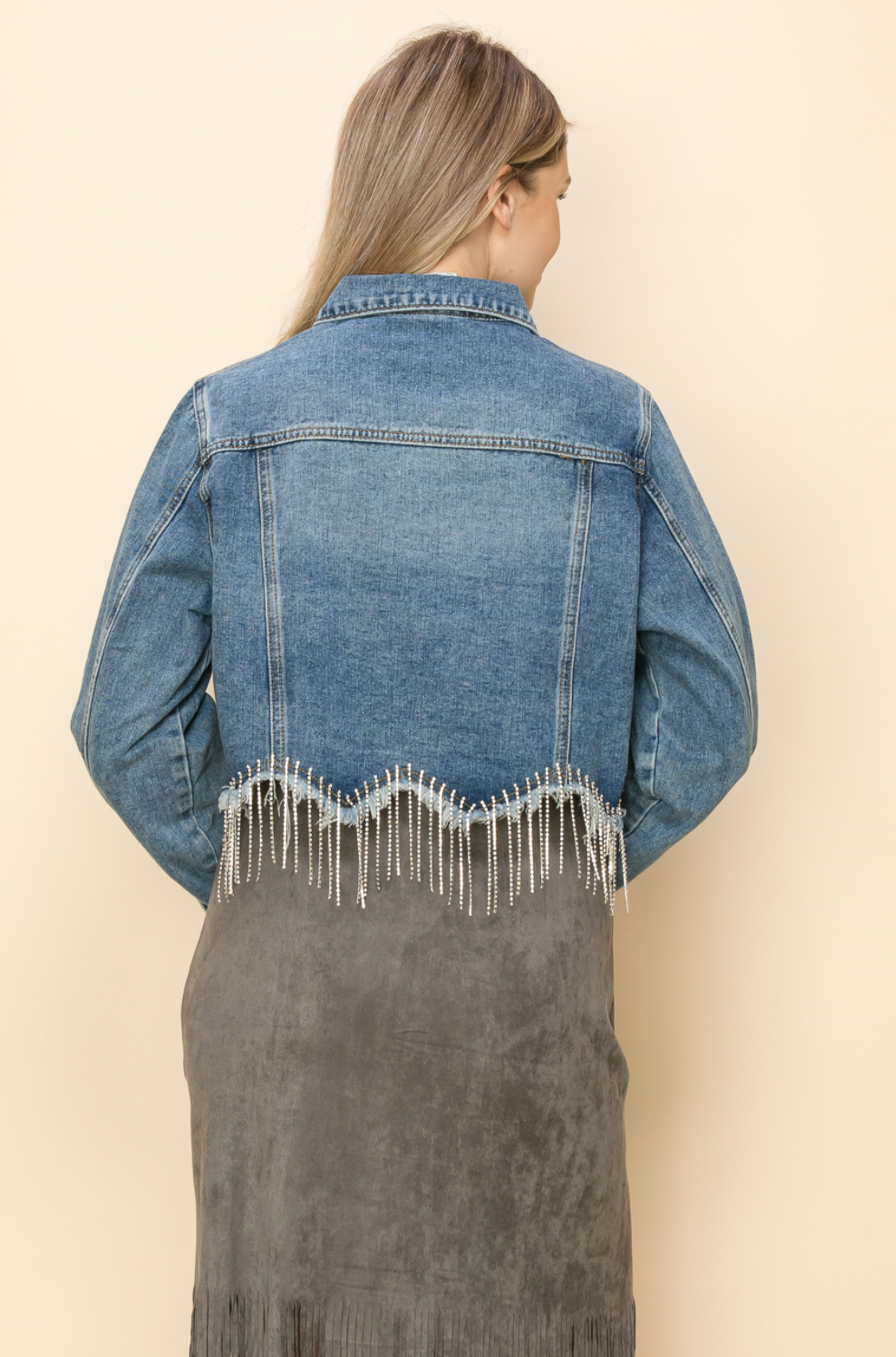 Cuffed L/S Denim Knit Jacket