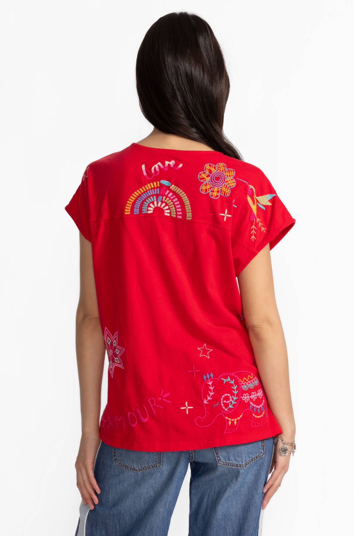 Easy Paneled V-Neck Tee - Loulia