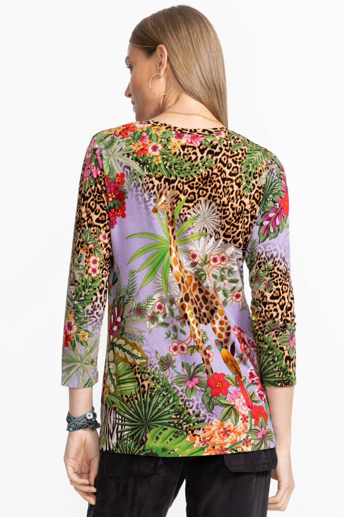 The Janie Favorite 3/4 Slv V-Neck Swing Tee