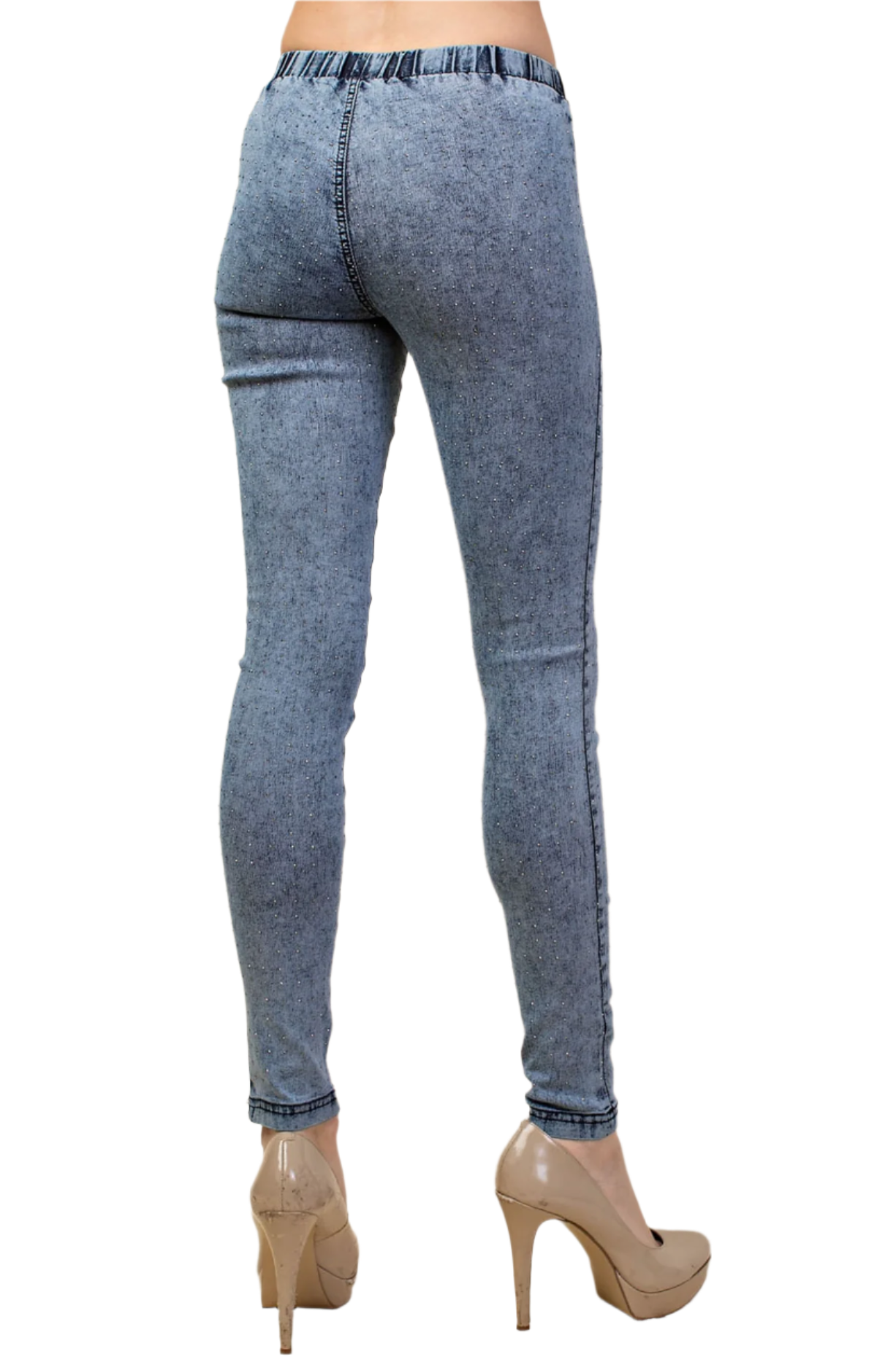 Medium Rise Skinny Jeggings with Rhinestones