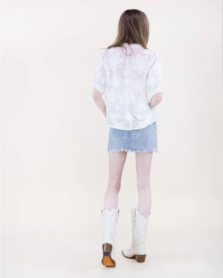 Garden Party Beaded Embroidered S/S Shirt
