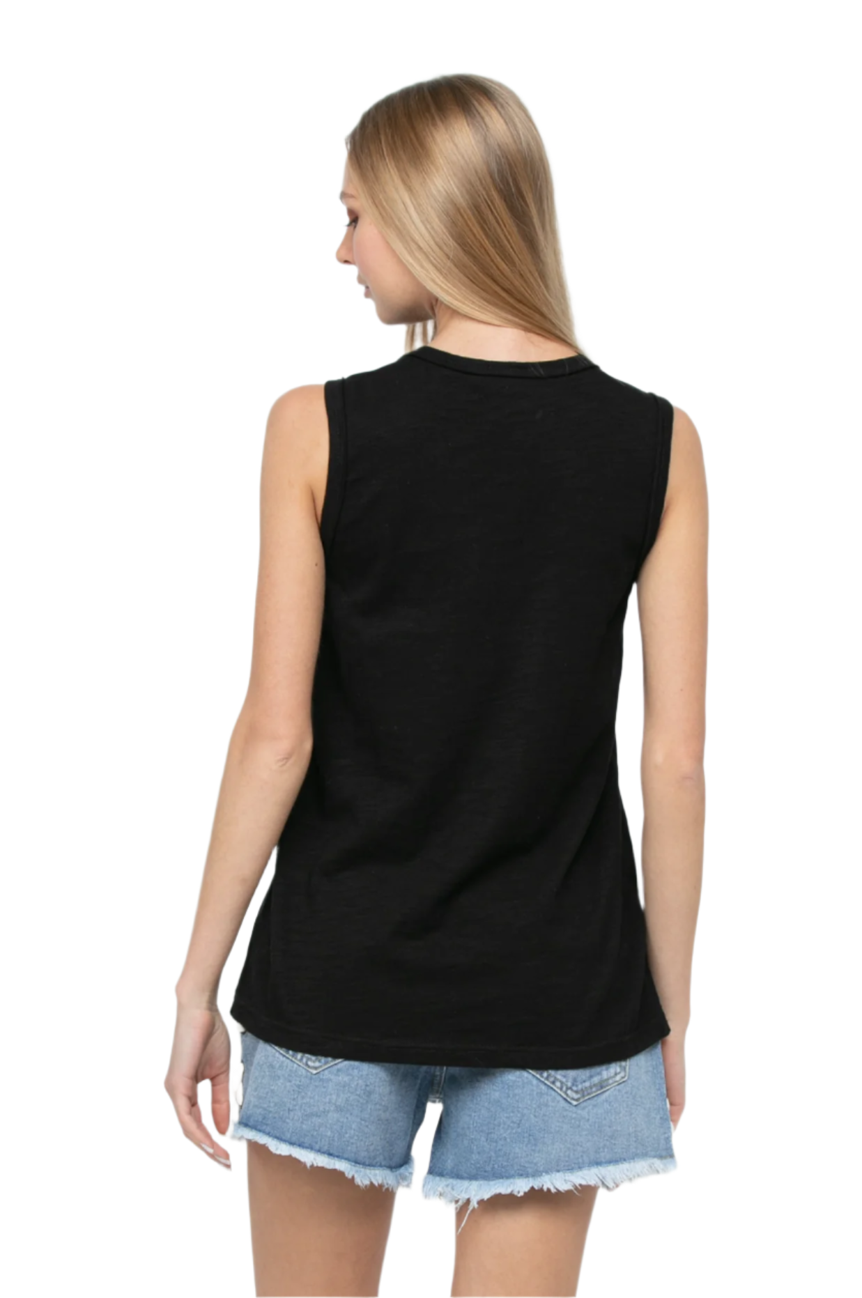 Scoop Neck Tank Top with Rhinestones