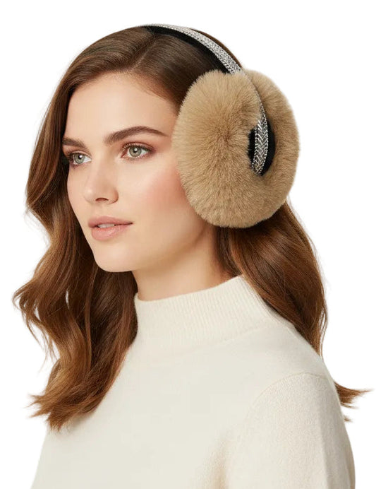 Chevron Bling Rhinestone Faux Fur Earmuffs