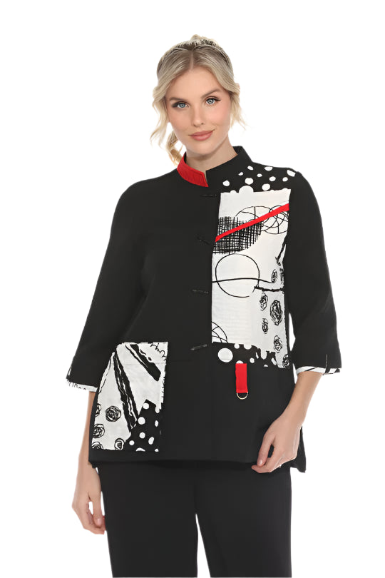 3/4 Sleeve Button Up Jacket with Front Pocket